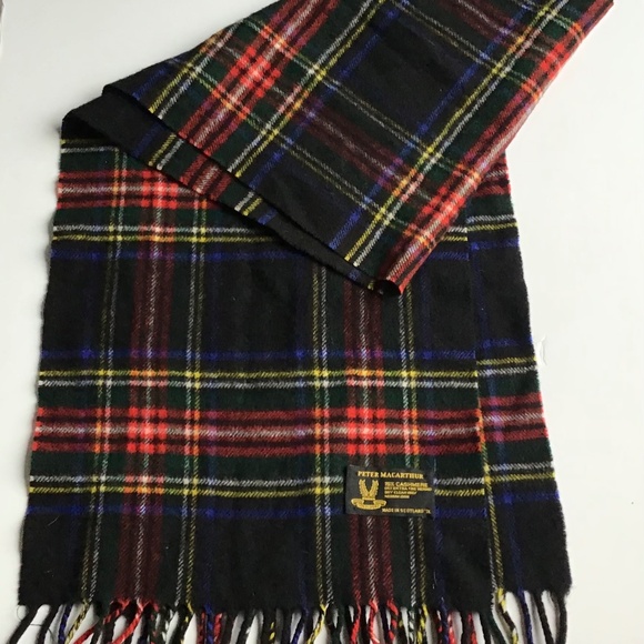 Peter MacArthur scarf Stewart Tartan  plaid merino & cashmere made in Scotland - Picture 4 of 4